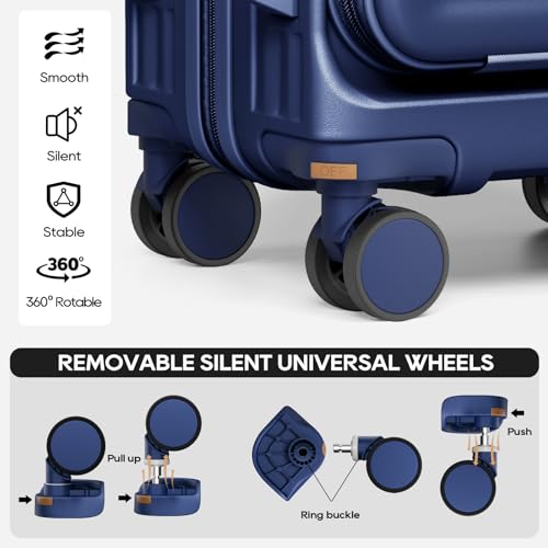Joyway Luggage Sets 5 Piece with Front Pocket, Expandable Top Opening Suitcase Set, PC Hardside Carry on Suitcase with Spinner Wheels and TSA Lock (Blue) - color: Blue, size: 5 Piece Set (20/24/28 Inch)