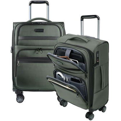 KROSER Softside Carry On Luggage 20 Inch, Suitcase Rolling Luggage - color: Army Green-20, size: 20 inch