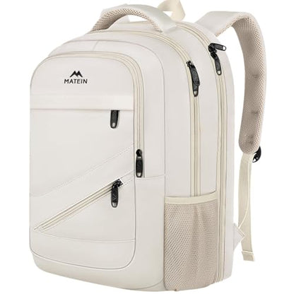 MATEIN Extra Large College Backpack for Women, Fits 18 Inch Laptop, Cream - color: Beige, size: 18 Inch