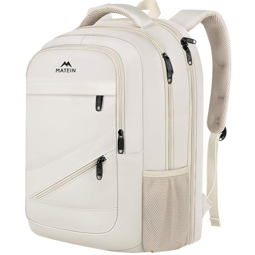 MATEIN Extra Large College Backpack for Women, Fits 18 Inch Laptop, Cream - color: Beige, size: 18 Inch