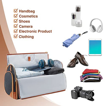 ZRSUN Garment Bags,Garment Duffel Bag with Shoe Compartment for Travel - color: Brown