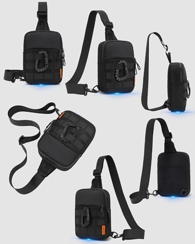 Peicees Crossbody Bag for Men Mini Sling Bag Anti Theft Purse, Black - color: Black
