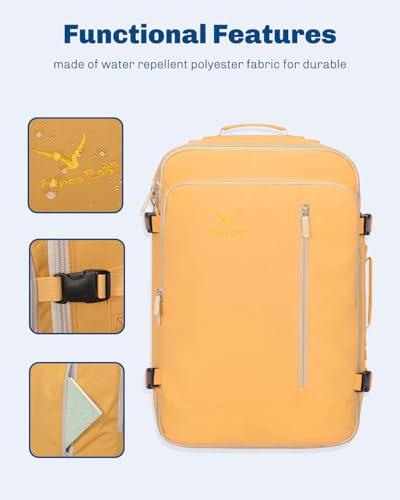 Hynes Eagle 38L Flight Approved Backpack Carry On Travel Bag for Men Women - color: Yellow