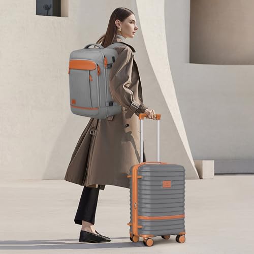 Joyway Expandable Luggage Sets 5 Piece, Lightweight Hard Shell Travel Suitcase Set with Spinner Wheels and TSA Lock (5 piece set，Grey) - color: Grey, size: 5 piece set