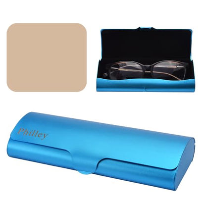 Philley Aluminum Ultra-Light Eyeglasses Slim Reading Glasses Case - color: Blue
