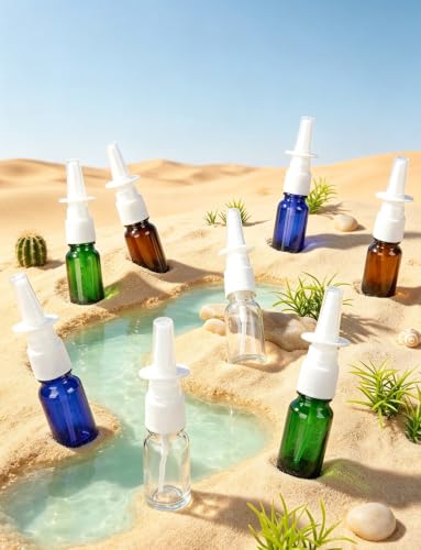 4 Pcs Nasal Spray Bottle Glass Empty Refillable, 5ML/0.17OZ - color: Blue 4Pcs