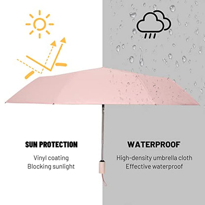 SY COMPACT Umbrella Automatic Travel Waterproof Light Folding Umbrellas Easy Carry for Women and Men - color: Pink