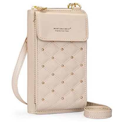 Montana West Crossbody Cell Phone Purse for Women RFID Blocking Cellphone Wallet - color: Tan