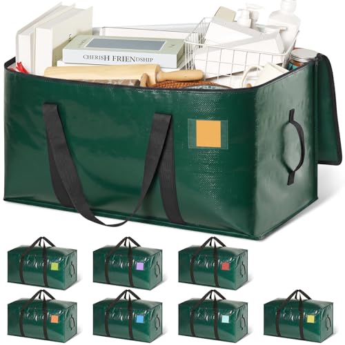 Heavy Duty Moving Bags Extra Large, Premium Storage Bags with Durable Zippers, Reinforced Handles, Moving Supplies for Clothes, Bedding, College Dorm Essentials, 8 Pack Green - color: Green