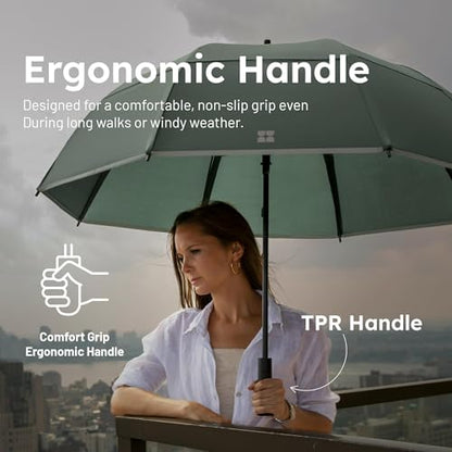 Weatherman Umbrella - Stick Umbrella - Windproof Umbrella Resists Up to 55 MPH Winds (Black) - color: Black