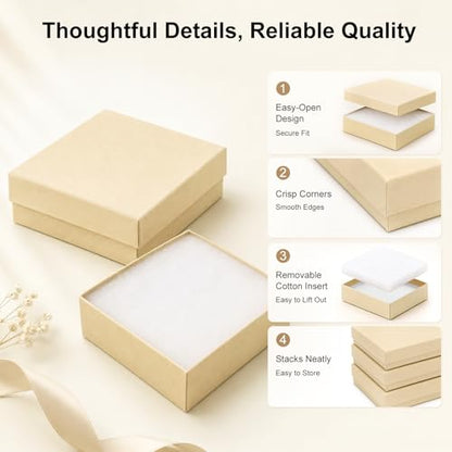 Jewelry Gift Boxes, 40 Pack 3.5x3.5x1 Inch, Brown - size: 3.5x3.5x1 Inch (Pack of 40)
