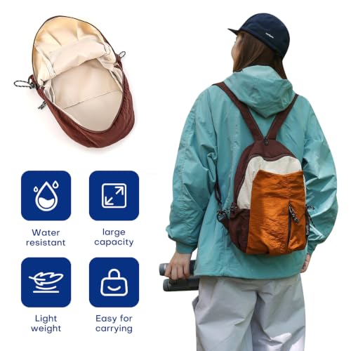 Convertible Crossbody Sling Purse – Lightweight Anti-Theft Daypack (Brown) - color: Brown