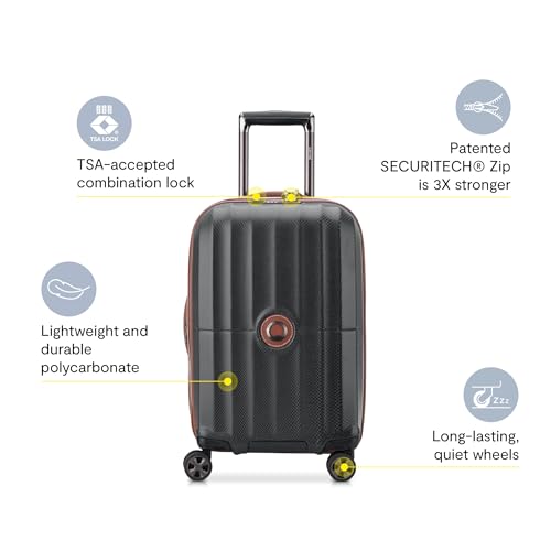DELSEY PARIS Carrousel, 24 Inch Checked-Medium Hardside Luggage, Black - color: Black, size: Checked-Medium 24 Inch