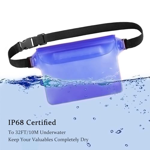 CADONO 2-Pack Waterproof Pouch with Adjustable Waist Strap - color: Black+Clear