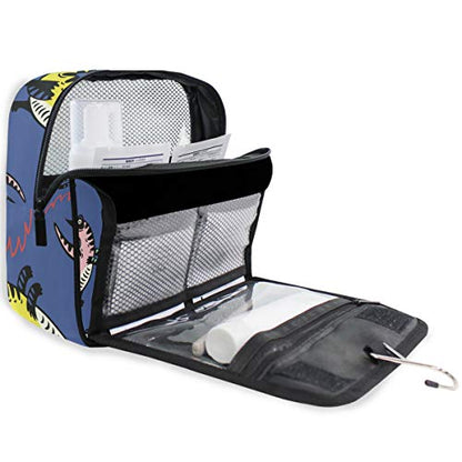 senya Hanging Travel Toiletry Bag Kit Boys Makeup Case Cosmetics Organizer for Men Women (Dinosaur Navy) - color: Dinosaur Navy