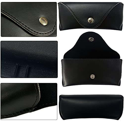 LogHog Portable Leather Glasses Case,Flexible Sunglasses Pouch Slim Case for Women Men Horizontal Eyeglass Case - color: Button - Black