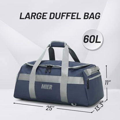 MIER Men's 60L Gym Duffle Bag Large Weekender Travel Duffel Backpack, Blue - color: Blue