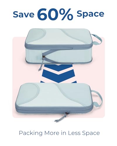 Bagsmart Compression Packing Cubes, Travel Bag Cruise Ship Essentials - color: Light Blue