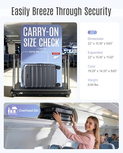 LIGHT FLIGHT Carry On Luggage 22x14x9 Airline Approved Suitcase,Gray - color: Gray