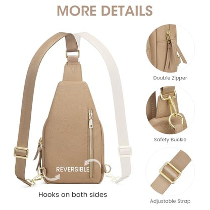 Kattee Small Leather Sling Bag for Women with RFID Blocking,Tan - color: Tan