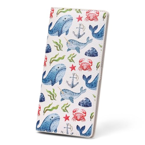 FALAN MULE Ultra Slim Thin Wallet Women RFID Blocking Leather Bifold Ladies - color: Yf-Whale White