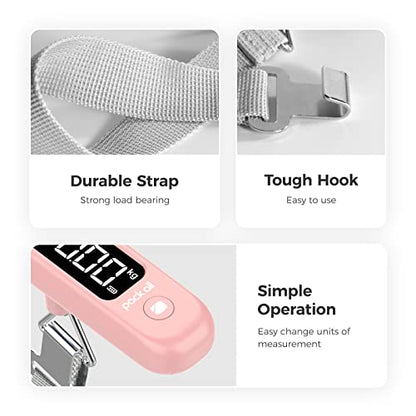 pack all Digital Luggage Scale for Travel, 110Lbs Capacity, 0.1Lb Precision - color: Pink