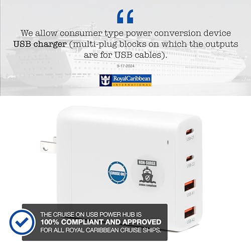 Cruise On Non Surge Cruise Approved Power Strip, Foldable [2 USB, 2 USB-C] - color: [2 USB, 2 USB-C] Foldable