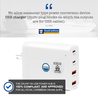 Cruise On Non Surge Cruise Approved Power Strip, Foldable [2 USB, 2 USB-C] - color: [2 USB, 2 USB-C] Foldable