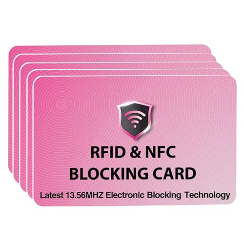 SaiTech IT 5 Pack RFID Blocking Card for Credit Debit ID Card, Pink - color: Pink