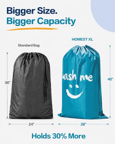 HOMEST XL Laundry Bag 28" x 40", Extra Large Dirty Clothes Organizer - color: (1 Pack - Wash Me) Sky Blue