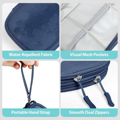 Double Layer Electronics Organizer Bag, Navy Blue - color: Navy Blue, size: Medium
