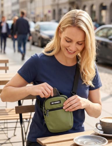 SKYSPER Small Anti Theft Crossbody Sling Bag RFID Cross Body Bag Travel Shoulder Daypack - color: Armygreen
