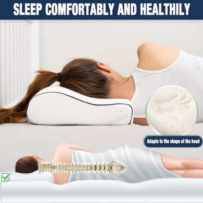 alkamto Travel & Camping Comfortable Memory Foam Pillow – Easy to Carry Portable Bag – Temperature Regulating Pillow Case - size: White Contour Travel + Extra Cover