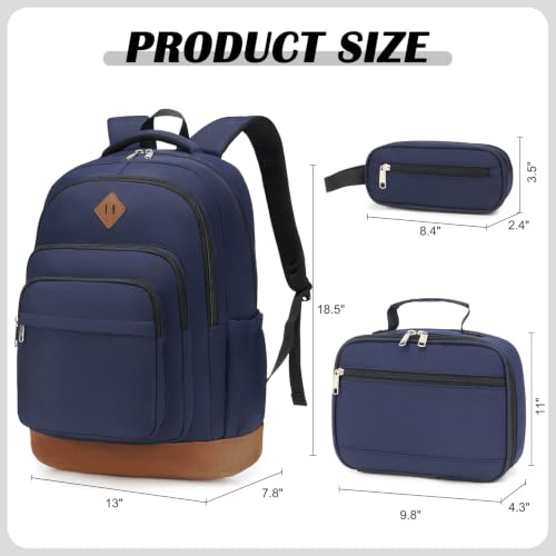 DIGOBAY Shool Backpack for Girls 3PCS Backpacks with Lunch Bag Pencil Case - color: Navy Blue