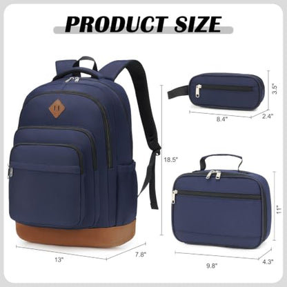 DIGOBAY Shool Backpack for Girls 3PCS Backpacks with Lunch Bag Pencil Case - color: Navy Blue