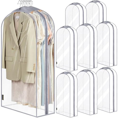 BALEINE 9PK Clear Garment Bags for Hanging Clothes, 40" Dress Suit Bag - color: Clear, size: 40" 10.5" Wide 9PK