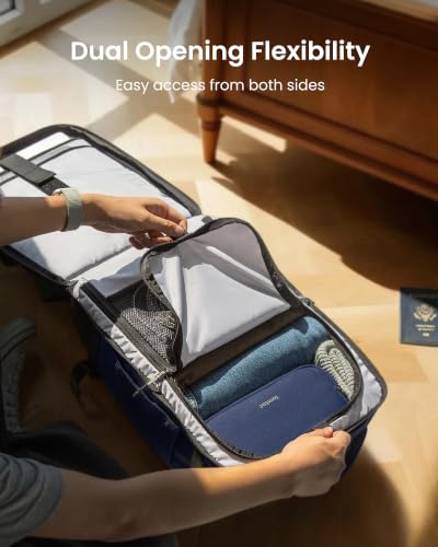 tomtoc Travel Backpack 40L, TSA Carry On Bag Flight Approved, PFAS Free - color: Dark Blue-ripstop, size: 40L