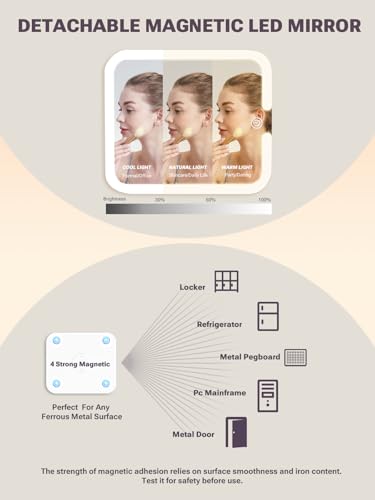 Qislee Makeup Box with Detachable Magnetic LED Mirror, Travel Train Case - color: Bling Gold, size: Large