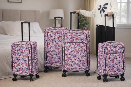 Karriage-Mate 4-Piece Expandable Softside Luggage Set with Spinner Wheels, Lightweight Travel Suitcases for Trips (WC) - color: WC