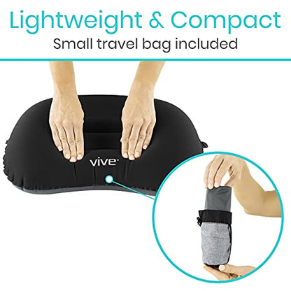 Vive Inflatable Lumbar Pillow - Cushion for Airplane Seat Travel Support
