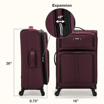 U.S. Traveler Anzio Softside Expandable Luggage with Spinner Wheels, Burgundy, 26-Inch Medium - color: Burgundy, size: 26-Inch Medium
