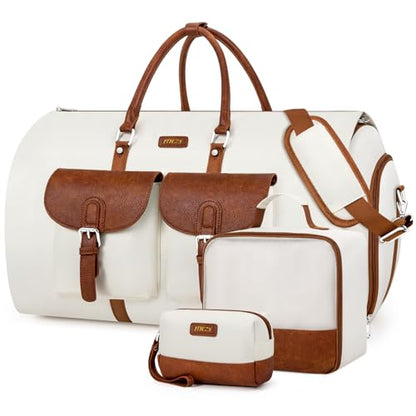 Garment Bag for Travel Convertible Carry on Travel Duffel Bag for Men Women - color: A01-Off White