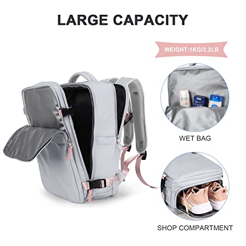 coowoz Carry On Backpack Women Men Travel Backpack Airline Approved Laptop Backpack Sport Rucksack - color: B-grey