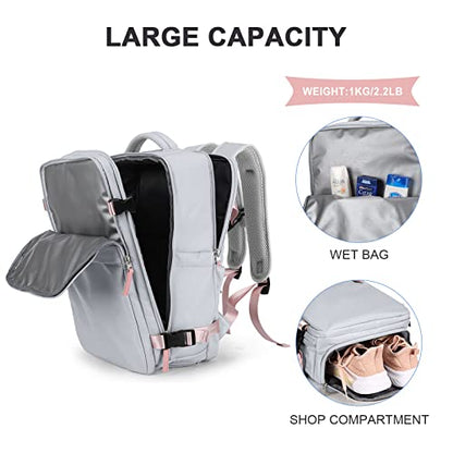 coowoz Carry On Backpack Women Men Travel Backpack Airline Approved Laptop Backpack Sport Rucksack - color: B-grey