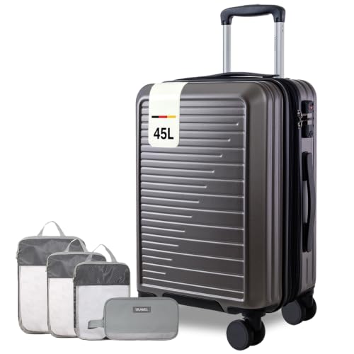 OUZZO Expandable 20" Carry On Luggage PC Hardshell Suitcase with TSA Lock - color: grey, size: 1 Piece-20" (Carry On)