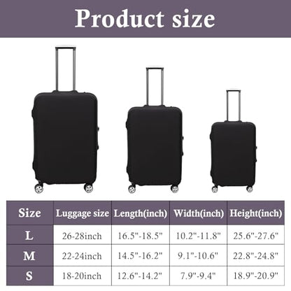 Klmnop 3 Pack Suitcase Covers for Luggage 18-28 Inch - Elastic, Scratch-Resistant Luggage Protectors | Washable Travel Luggage Cover Set(Black) - color: Black-SML