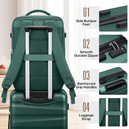 UKEIN Luggage Set with Backpack,Hardshell Carry On Luggage Airline Approved - color: Dark Green