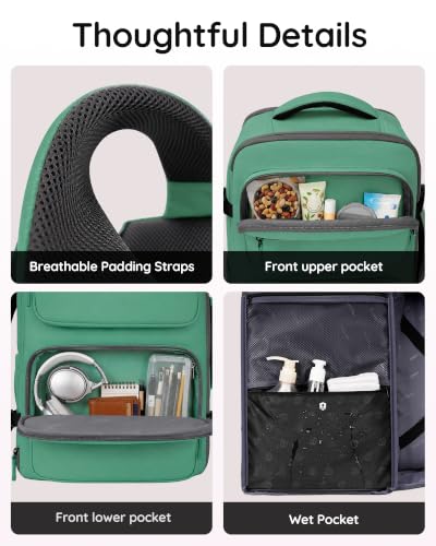Taygeer TSA Friendly Travel Backpack, 35L Simple Modern Carry On Backpack - color: Peridotgreen