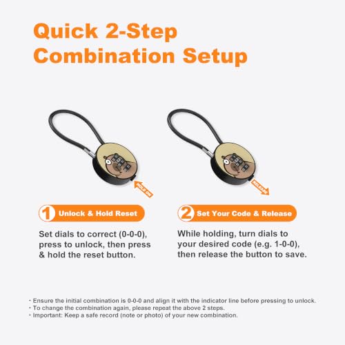 Small Combination Lock for Luggage, Gym Locker, Backpack Bag Zipper, Mini Combo Lock with Code, 5.12 Inch Steel Cable Padlock for Travel Suitcase (4-Mult, Gentle) - color: Mult, Gentle, 4-Pack