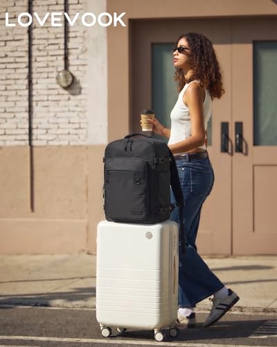 LOVEVOOK 25L Casual Daypack for Women Men, Large Travel Hiking Backpack - color: Black, size: 25L